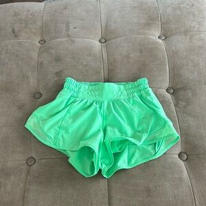 Lululemon Hotty Hot 2.5 inch Low Rise Neon Green Shorts